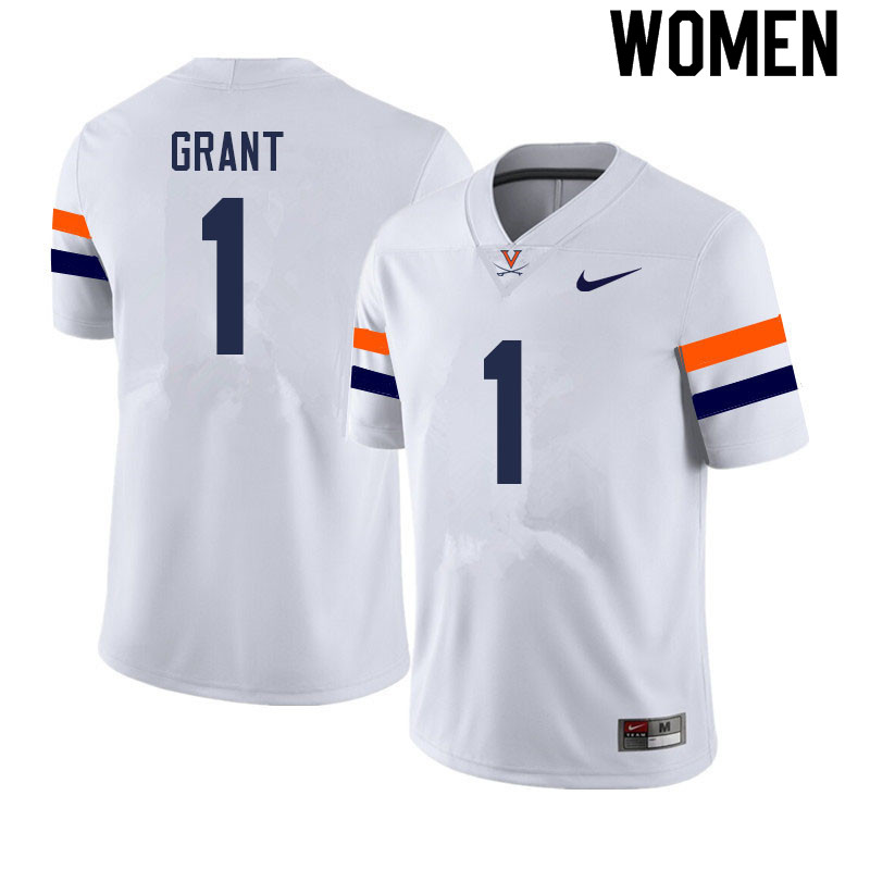 Women #1 Nick Grant Virginia Cavaliers College Football Jerseys Sale-White